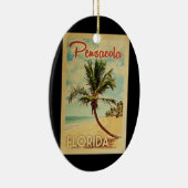 Pensacola Palm Tree Vintage Travel Keramisch Ornament (Rechts)