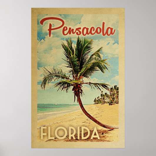 Pensacola Palm Tree Vintage Travel Poster (Voorkant)