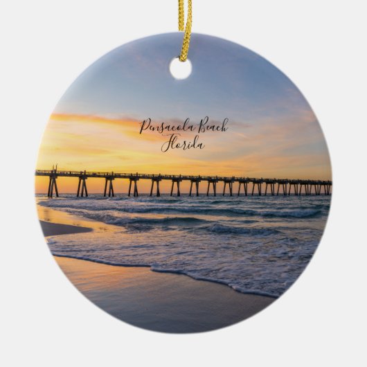 Pensacola Pier Shoreline Sunrise Circle Ornament (Voorkant)