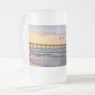Pensacola Pier Shoreline Sunrise Frosted Bier Mok