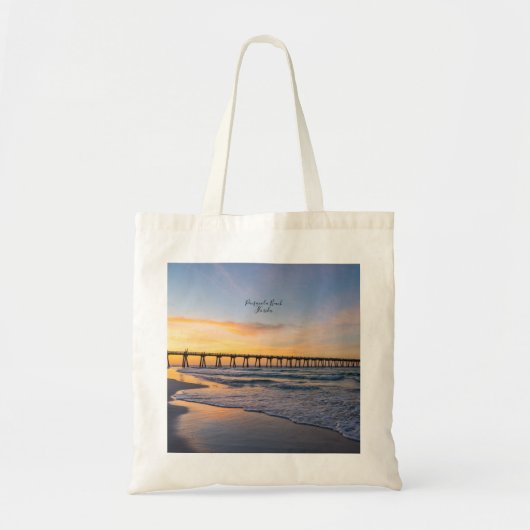 Pensacola Pier Shoreline Sunrise herbruikbare Canv Tote Bag (Voorkant)