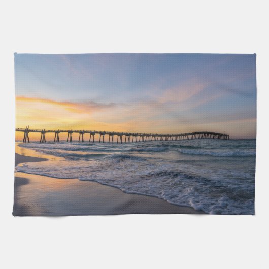 Pensacola Pier Shoreline Sunrise Keukenhanddoek (Horizontaal)