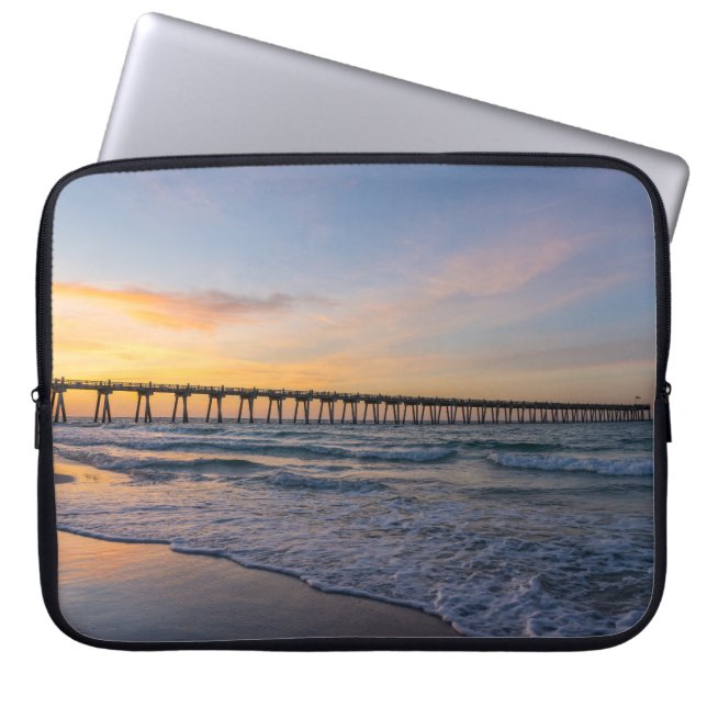 Pensacola Pier Shoreline Sunrise Laptophoes Laptop Sleeve (Voorkant)