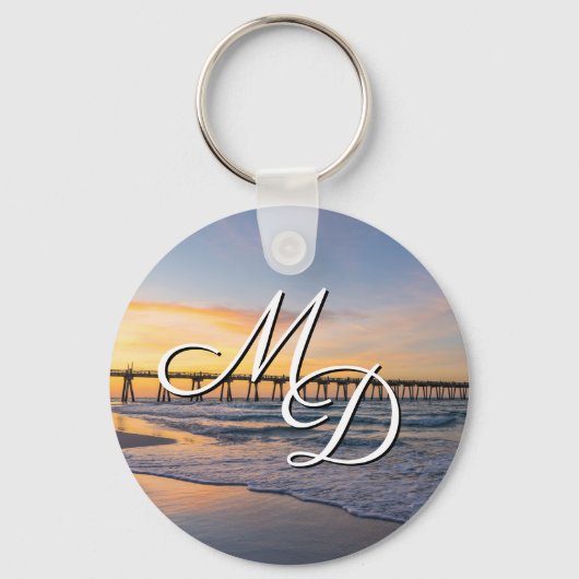 Pensacola Pier Shoreline Sunrise Sleutelhanger (Voorkant)
