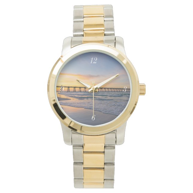 Pensacola Pier Shoreline Sunrise Watch Horloge (Voorkant)