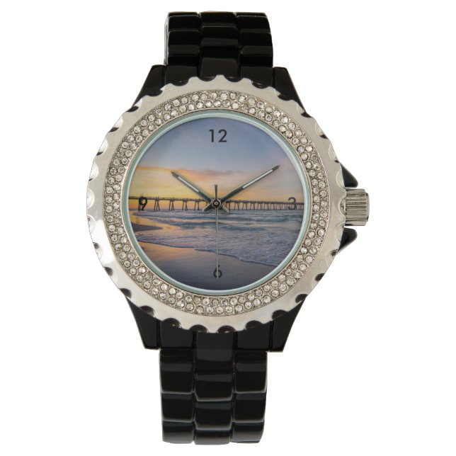 Pensacola Pier Shoreline Sunrise Watch Horloge (Voorkant)