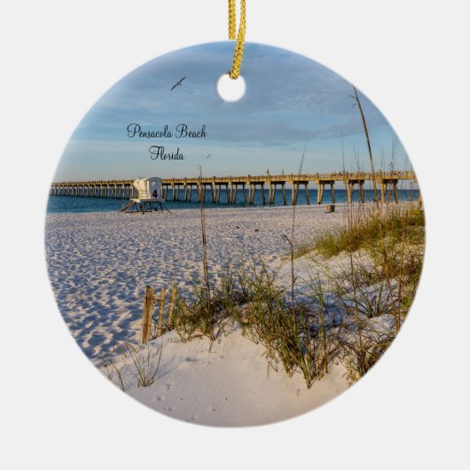 Pensacola Sand Dunes Pier Morning Circle Ornament (Voorkant)