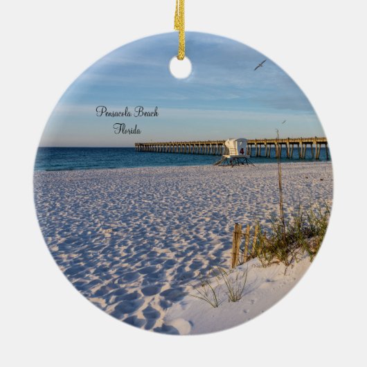 Pensacola Sand Dunes Pier Morning Circle Ornament (Achterkant)