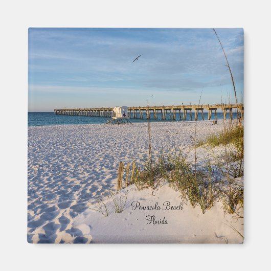 Pensacola Sand Dunes Pier Morning Square Magnet (Voorkant)