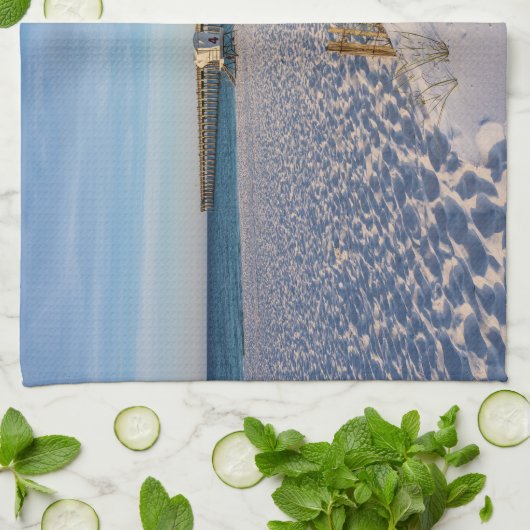 Pensacola Sand Dunes Pier Ochtend Keuken Handdoek (Gevouwen)