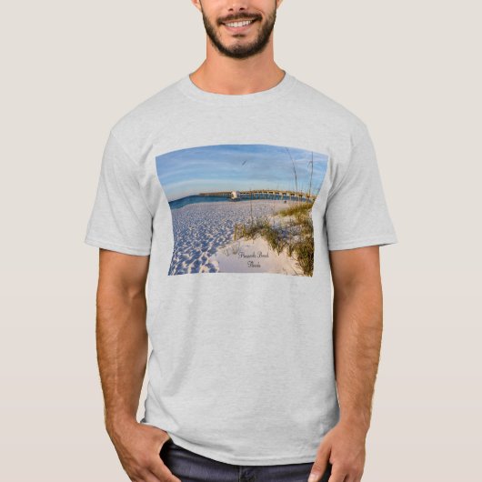 Pensacola Sand Dunes Pier Ochtend T-shirt (Voorkant)