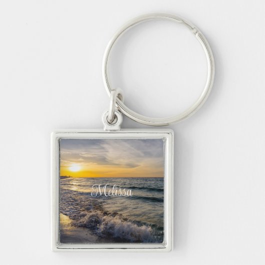 Pensacola Splashing Waves Sunrise Custom Sleutelha Sleutelhanger (Voorkant)