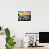 Pensacola Splashing Waves Sunrise Poster (Thuiskantoor)