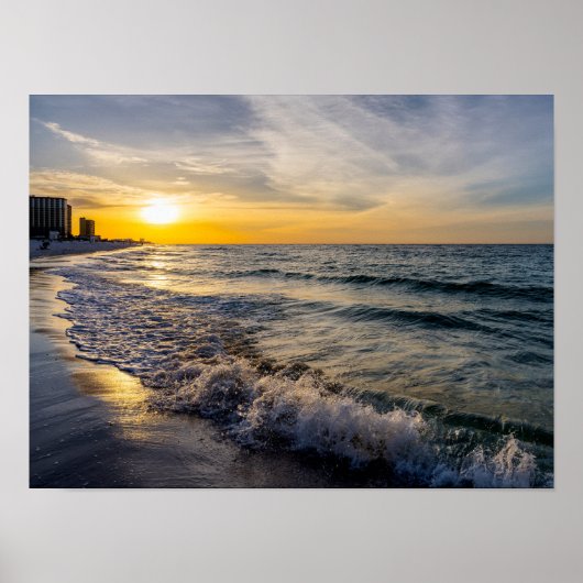Pensacola Splashing Waves Sunrise Poster (Voorkant)