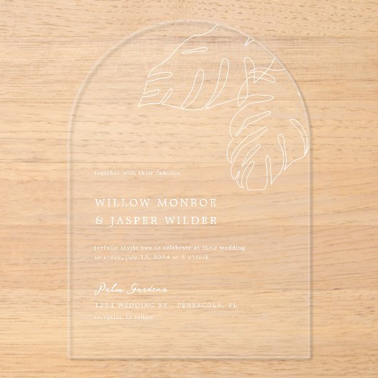 Pensacola Wedding Hawaiian Palm Leaf Acryl Uitnodigingen (Voorkant)