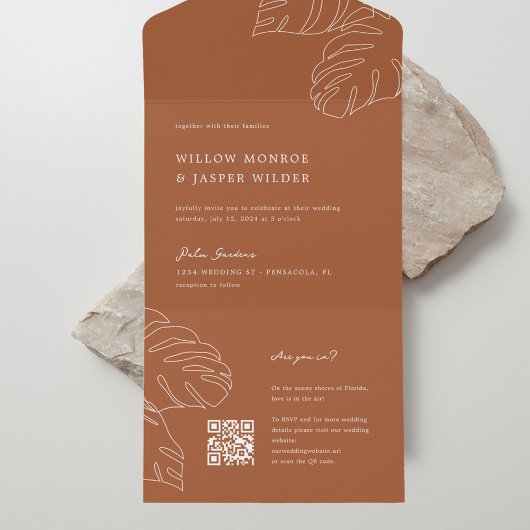 Pensacola Wedding Invitation with RSVP QR Code All In One Uitnodiging