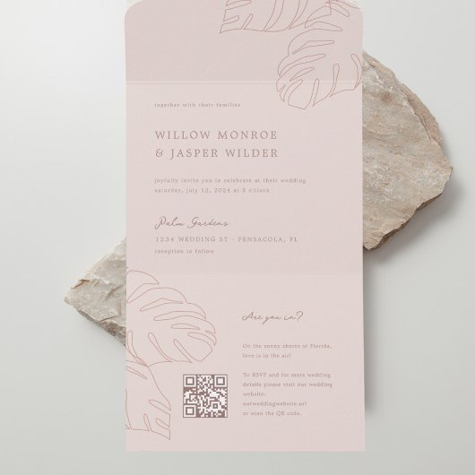 Pensacola Wedding Invitation with RSVP QR Code All In One Uitnodiging