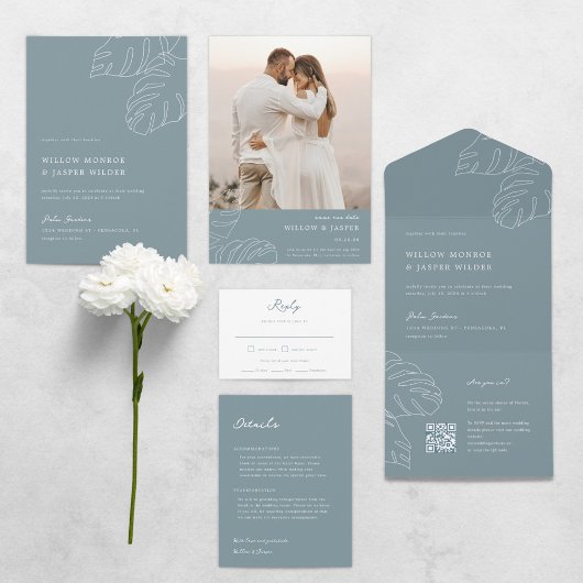 Pensacola Wedding Invitation with RSVP QR Code All In One Uitnodiging