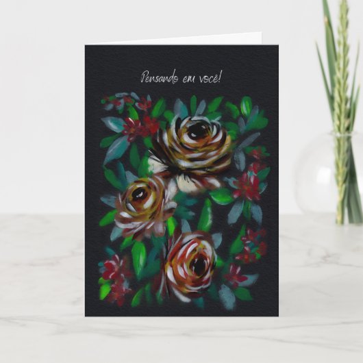 Pensando em Você Floral Sympathy Portuguese  Kaart (Voorkant)