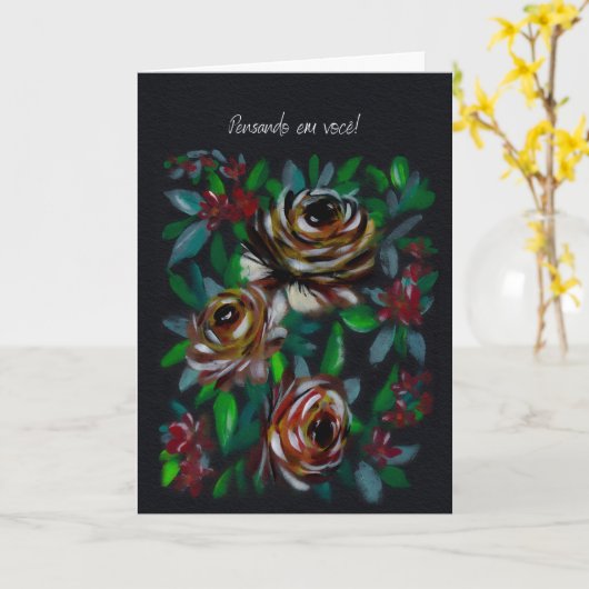 Pensando em Você Floral Sympathy Portuguese  Kaart (Gele Bloem)