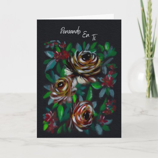 Pensando en Ti Tarjeta de Condolencias Floral Kaart (Voorkant)