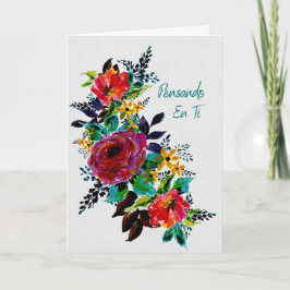 Pensando en Ti – Tarjeta Floral de Apoyo y Ánimo Kaart