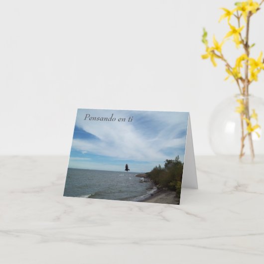 Pensando en ti-wenskaart kaart (Gele Bloem)