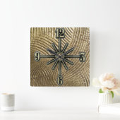 Pensed Gold Pattern Sunburst Dial Wall Clock Vierkante Klok (Huis)