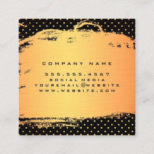 Pensed Gold Polka Dot Salon Vierkante Visitekaartje (Achterkant)
