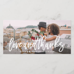 Pensed Love and Bedankt Wedding Photo Card
