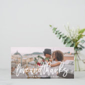 Pensed Love and Bedankt Wedding Photo Card (Staand voorkant)