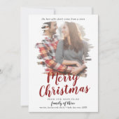 Pensed Red-familie van drie zwangerschapsfoto's Feestdagenkaart (Voorkant)