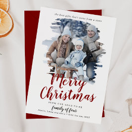 Pensed Red-familie van vier zwangerschapsfoto Feestdagenkaart