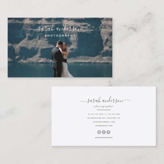 Pensed Script Modern Typografie Fotograaf Visitekaartje (Voorkant / Achterkant)