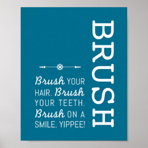 penseel   Bathroom Rules Poster Art Print 8x10
