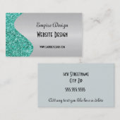 Penseel Blauwgroen Glitter-effect Faux Silver Visitekaartje (Voorkant / Achterkant)