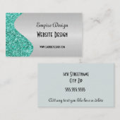 Penseel Blauwgroen Glitter-effect Faux Silver Visitekaartje (Voorkant / Achterkant)