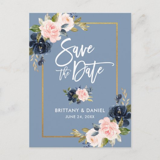 Penseel de Blauwe Roze Ventilator van het Manuscri Aankondigingskaart (Voorkant)