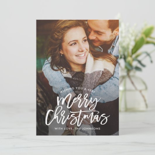 Penseel EDITABLE COLOR Holiday Photo Card Feestdagenkaart (Staand voorkant)