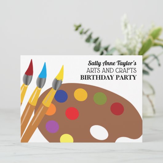 Penseel en palet verven, kunstwerken en kunstschat kaart (Staand voorkant)