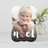 Penseel geborsteld Vet Keel Floral Rustic kerstfot Feestdagenkaart (Staand voorkant)