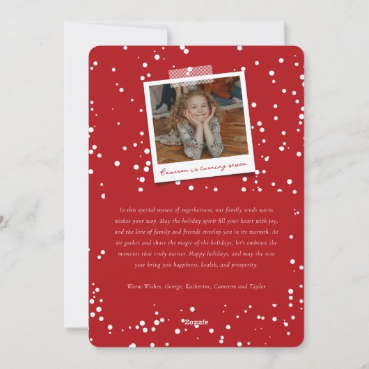 Penseel geborsteld Vet Keel Floral Rustic kerstfot Feestdagenkaart (Achterkant)