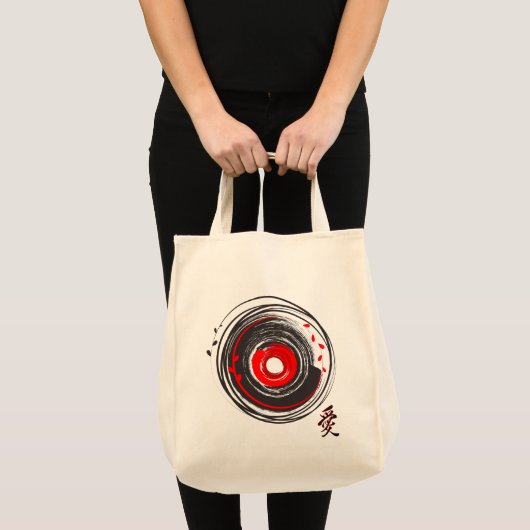 penseel gekleurd vinylrecord met de Word Love Tote Bag (Voorkant (product))