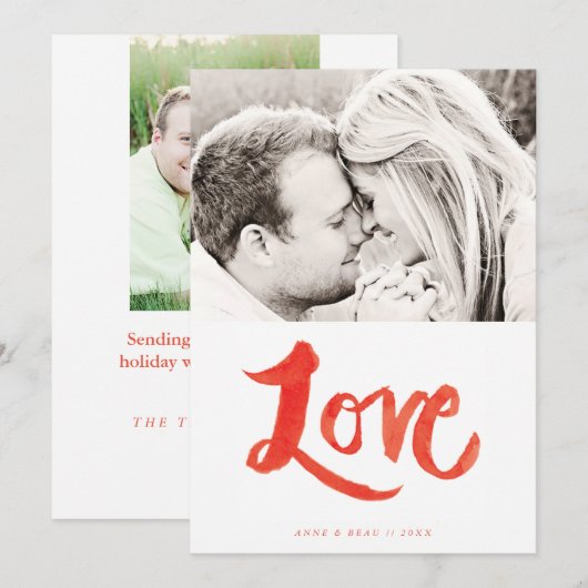 Penseel-geschilde Valentijnsdag-fotokaart Feestdagenkaart (Voorkant / Achterkant)