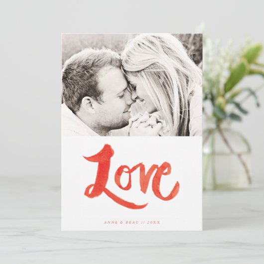 Penseel-geschilde Valentijnsdag-fotokaart Feestdagenkaart (Staand voorkant)