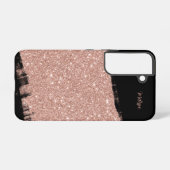 Penseel Glitter Roos Gold Black Persoonlijke naam Samsung Galaxy Hoesje (Achterkant horizontaal)