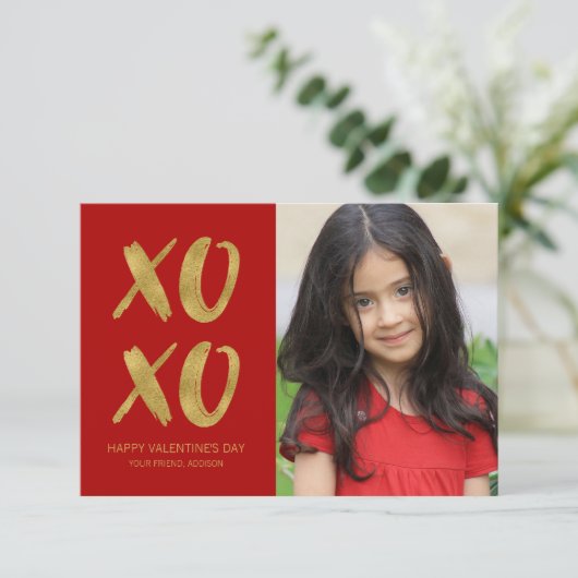 Penseel Gold Foil XOXO Classroom Valentijn Card Kaart (Staand voorkant)