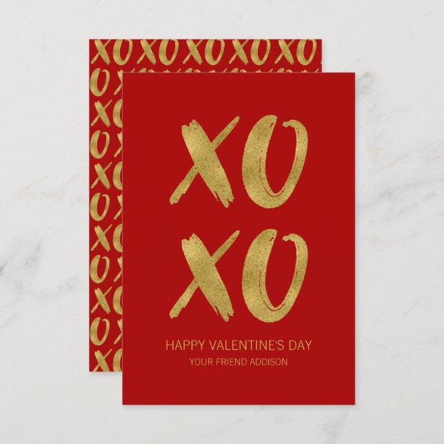 Penseel Gold Foil XOXO Classroom Valentijn Card Kaart (Voorkant / Achterkant)