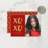 Penseel Gold Foil XOXO Classroom Valentijn Card Notitiekaartje (Voorkant / Achterkant in situ)