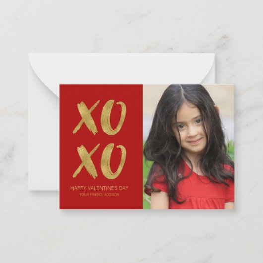 Penseel Gold Foil XOXO Classroom Valentijn Card Notitiekaartje (Voorkant)